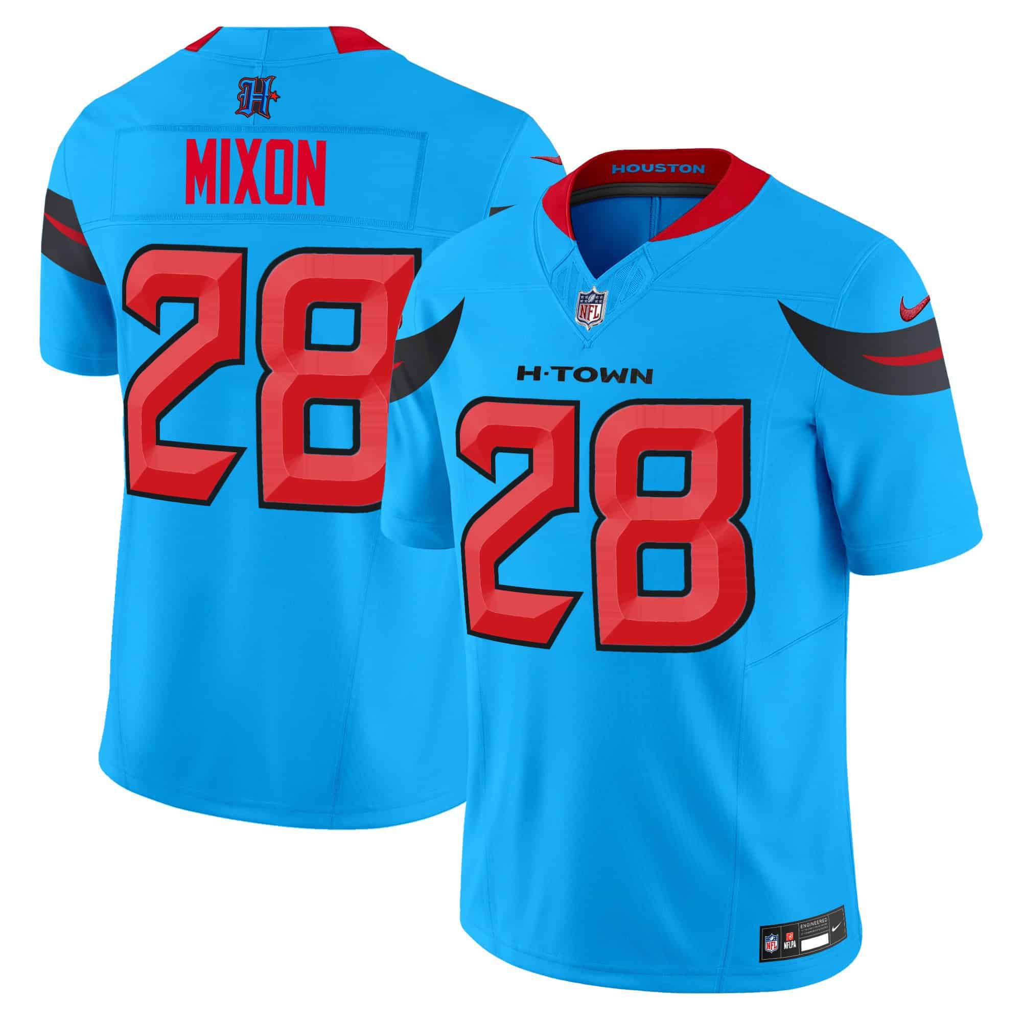 Men Houston Texans #28 Mixon Light Blue 2024 Nike Vapor Limited NFL Jersey